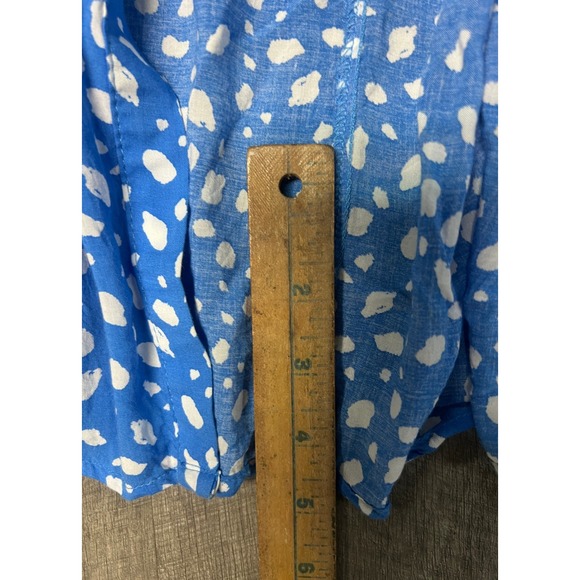 Zara Dress Womens XXL Blue White Printed Maxi Shirt Button Front Belted - Picture 7 of 13